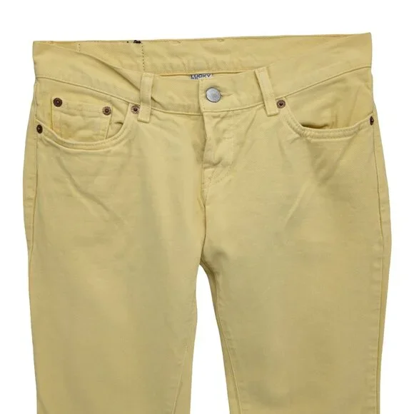 Lucky Brand Maggie Flare Jeans Womens Yellow Cotton Button Fly Denim Size 26 - Picture 3 of 11